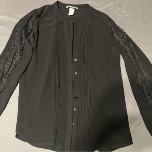 H&M Black Blouse with Lace Detail
